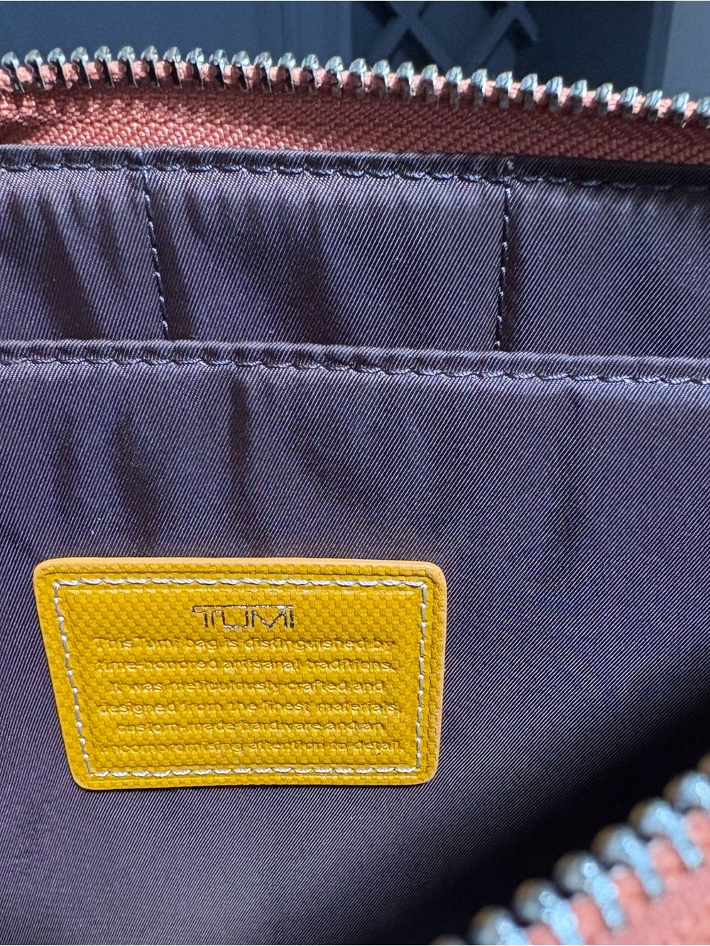 Tumi Yellow w Orange Trim Leather Crossbody Tablet Case Tan Adjustable Strap - Picture 14 of 14